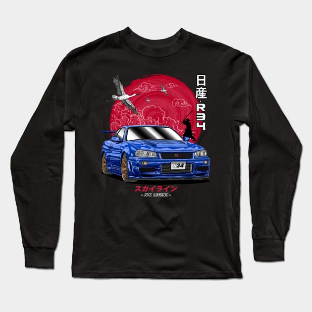 JDM Nippon Nissan Skyline GT-R R34 Long Sleeve T-Shirt by Guyvit